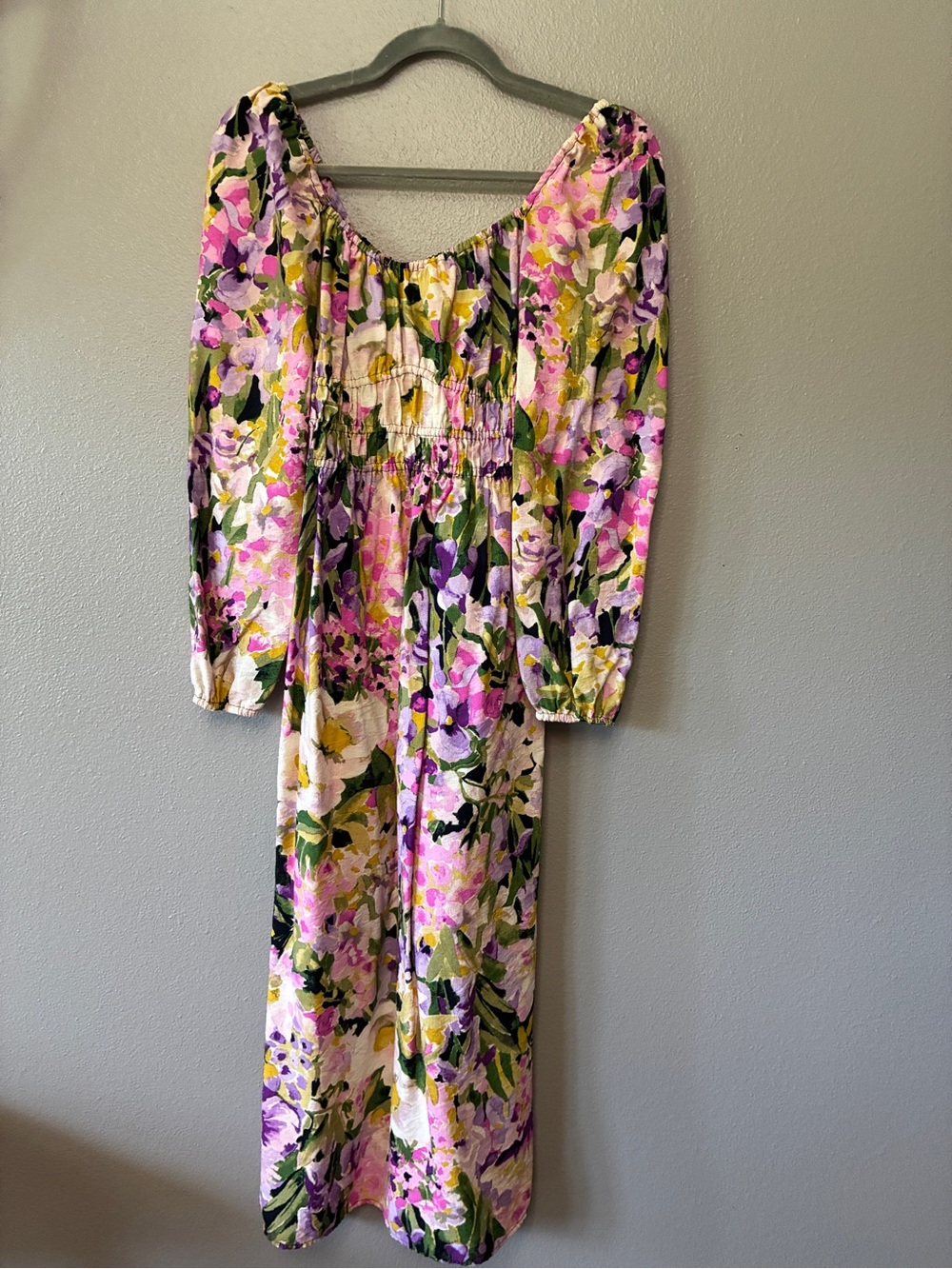 H&M Floral Midi Dress in Pink, Purple, Green